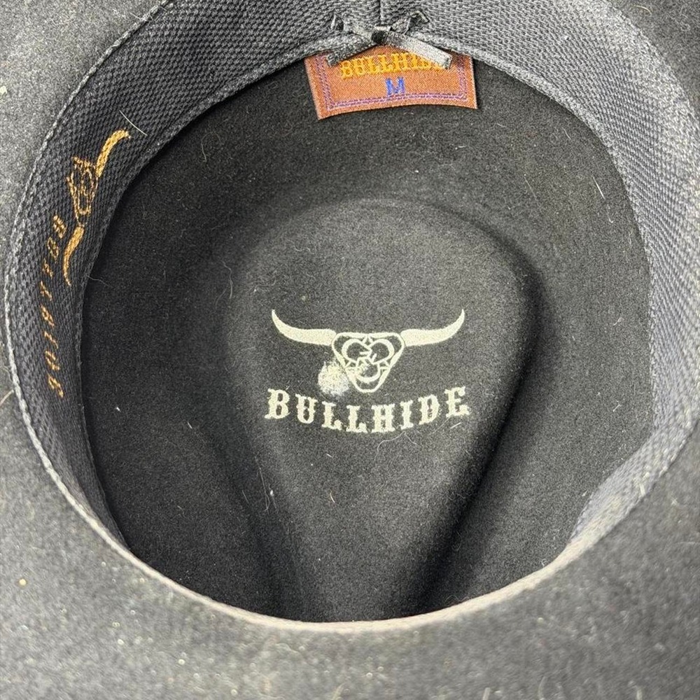 Bullhide Black Wool Western Cowboy Hat Rhinestone Crescent Moon Goth Western M - Picture 5 of 8